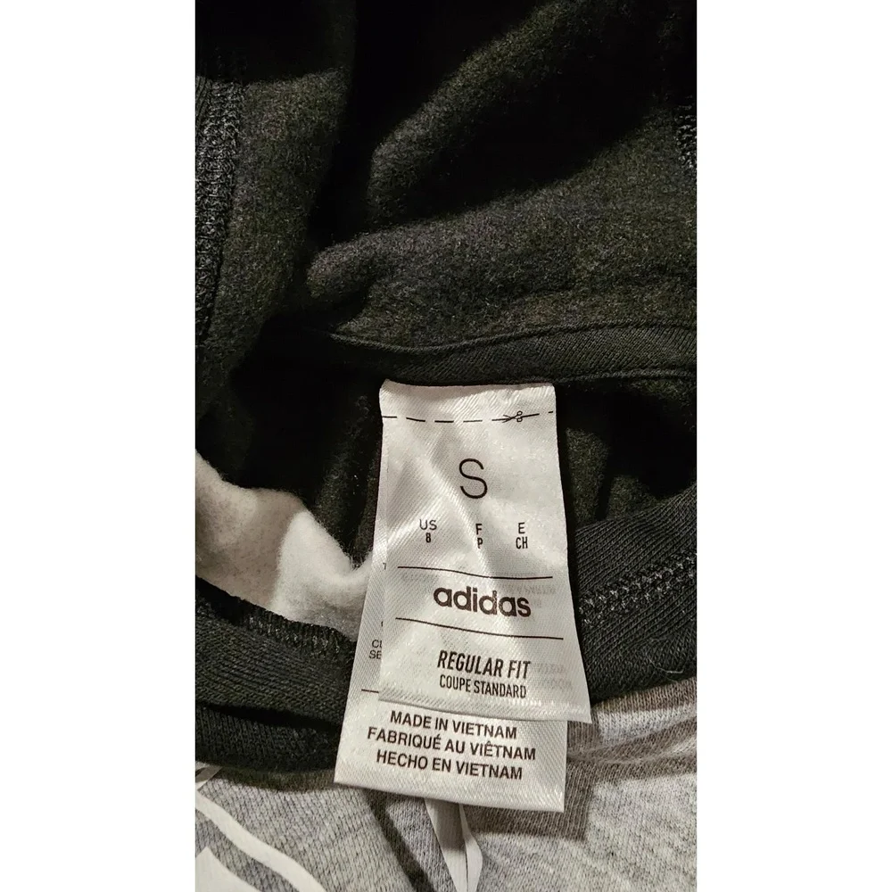 ADIDAS Boys‎ Black Grey Color Block Hoodie Small